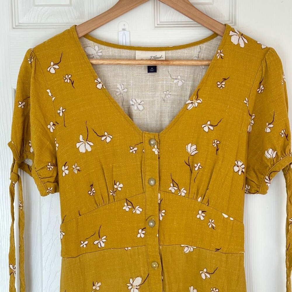 Universal Thread Mustard Yellow Floral Midi Dress - Picture 5 of 13